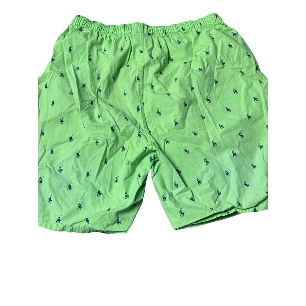 Polo Ralph Lauren Mens Lime Green Navy Pony Logo Cotton Sleep Pajama Shorts M - Picture 1 of 12